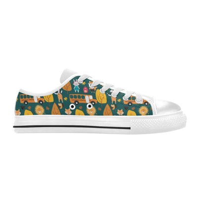 School Bus Print Design LKS309 Women's White Low Top Shoes