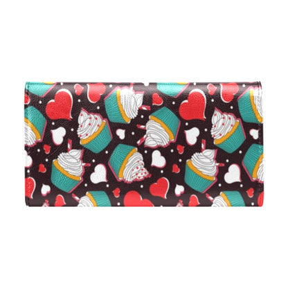 Cupcakes Heart Print Pattern Women's Trifold Wallet