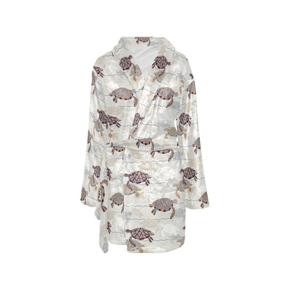 Sea Turtle Pattern Print Design T07 Women's Fleece Robe