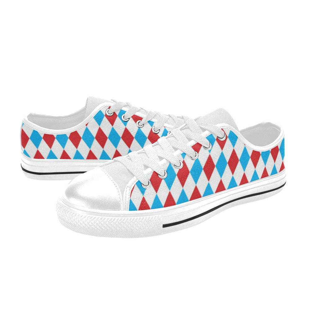 Harlequin Print Design LKS402 Women's White Low Top Shoes