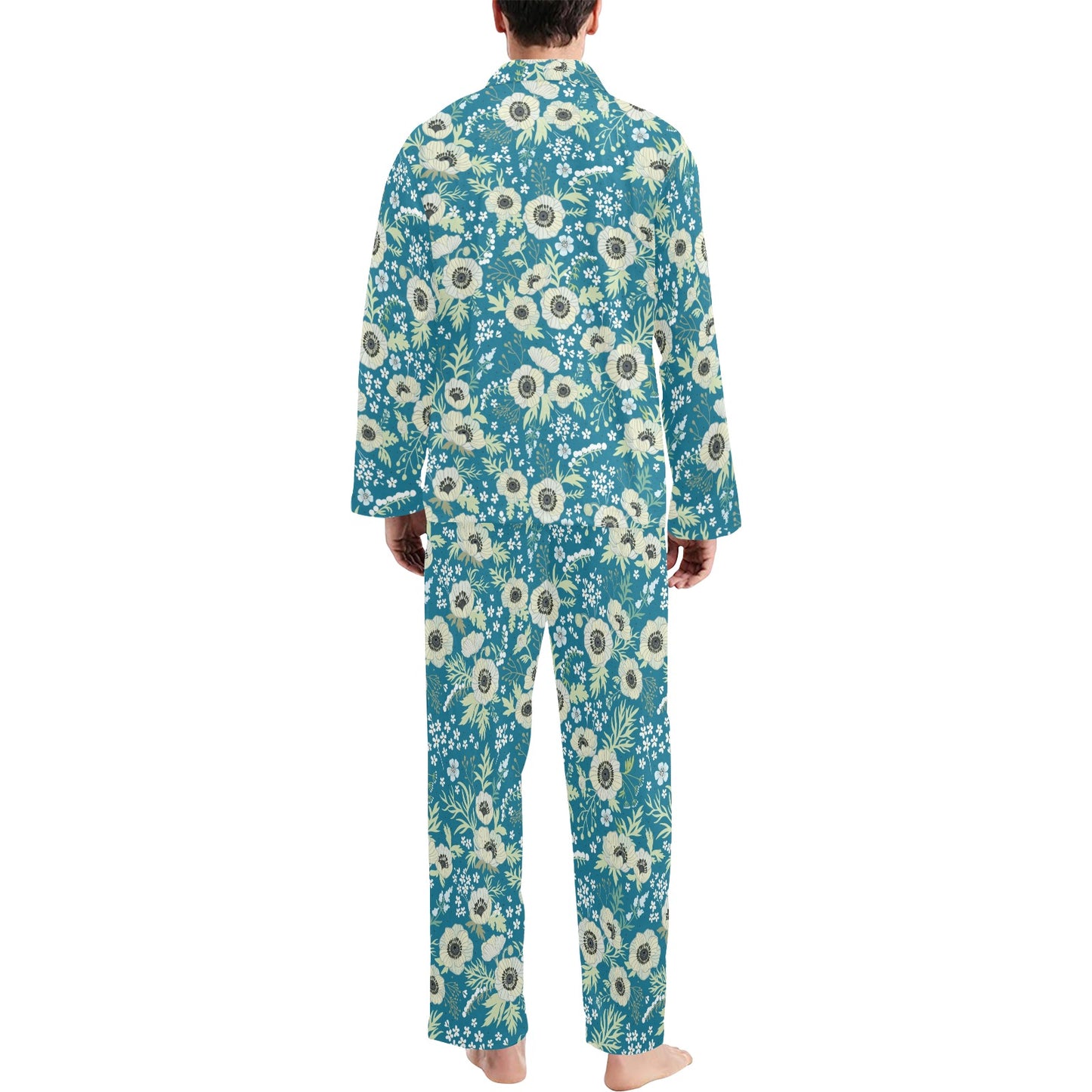 Anemone Pattern Print Design 01 Men's Long Pajama Set