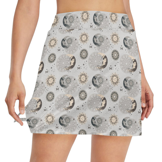 Sun Moon Print Design LKS302 17" Golf & Pickleball Skort with Pockets