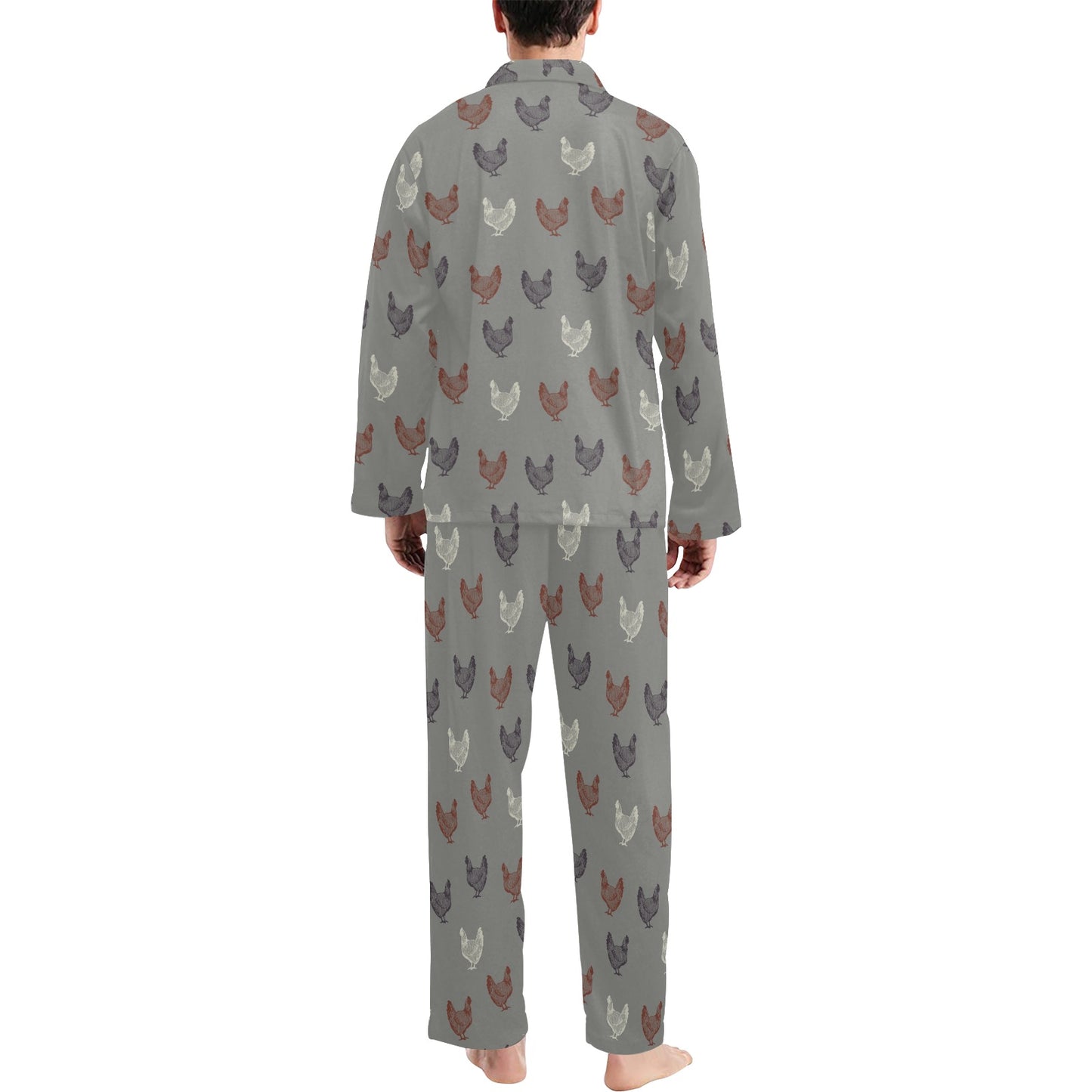 Chicken Pattern Print Design 01 Men's Long Pajama Set