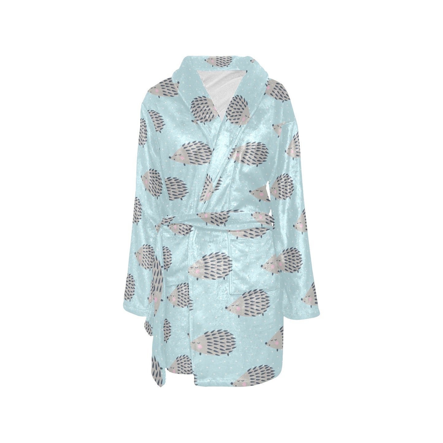 Hedgehog Pattern Print Design 02 Women's Fleece Robe