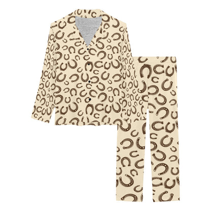 Horseshoe Print Design LKS302 Women's Long Pajama Set