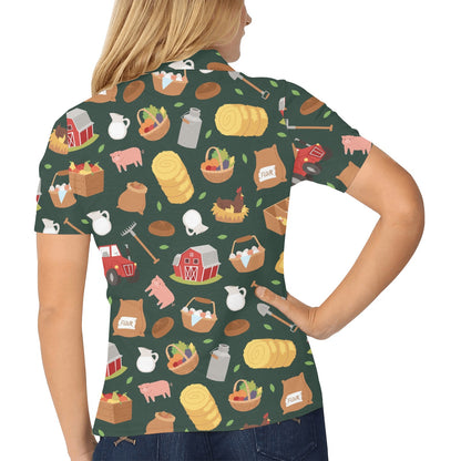 Agricultural Farm Print Design 02 Women's Polo Shirt