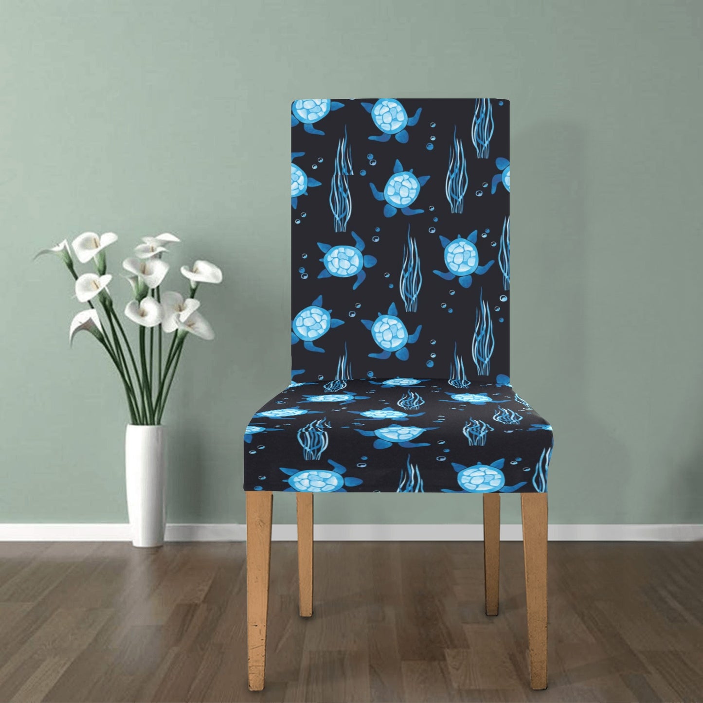 Sea Turtle Print Design LKS3013 Dining Chair Slipcover