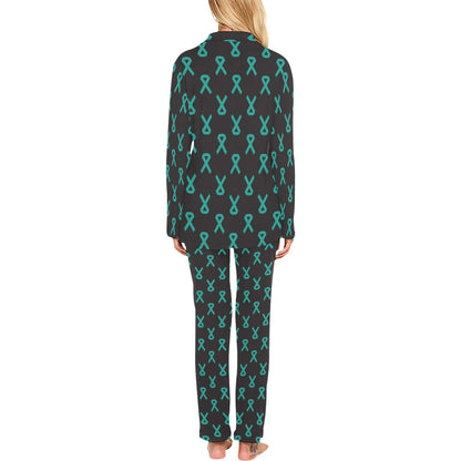 Ovarian cancer Pattern Print Design A01 Women's Long Pajama Set