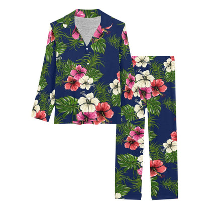 Hibiscus Pattern Print Design HB028 Women's Long Pajama Set