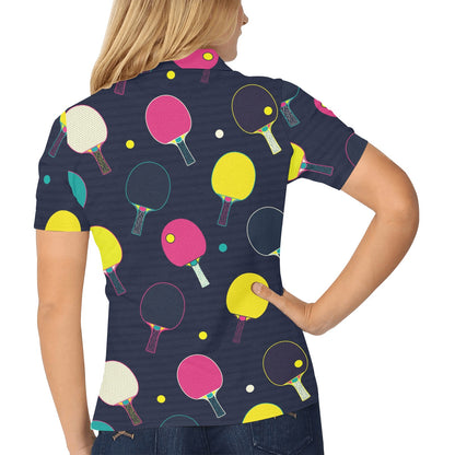Ping Pong Pattern Print Design A04 Women's Polo Shirt