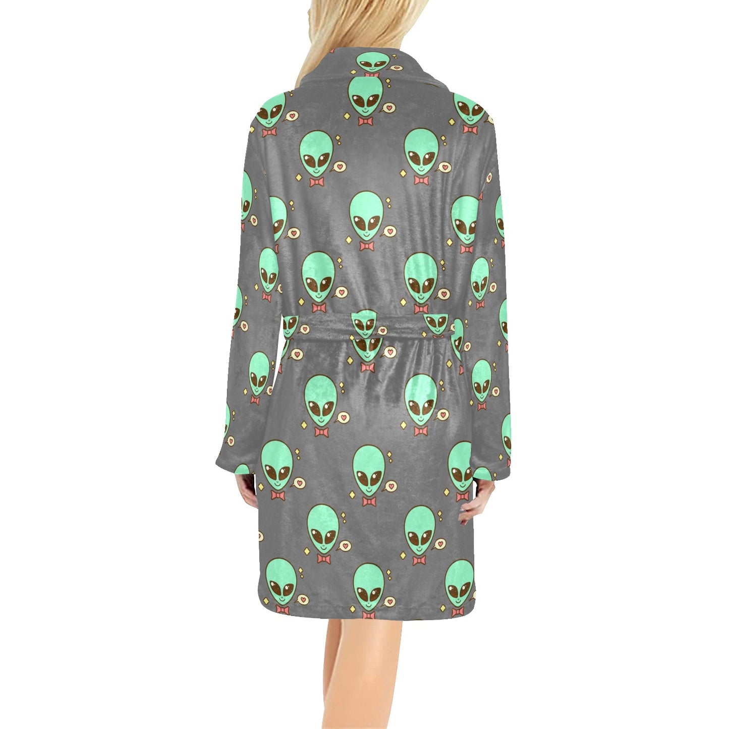 Alien Pattern Print Design 02 Women's Fleece Robe