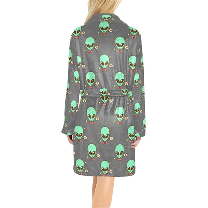 Alien Pattern Print Design 02 Women's Fleece Robe