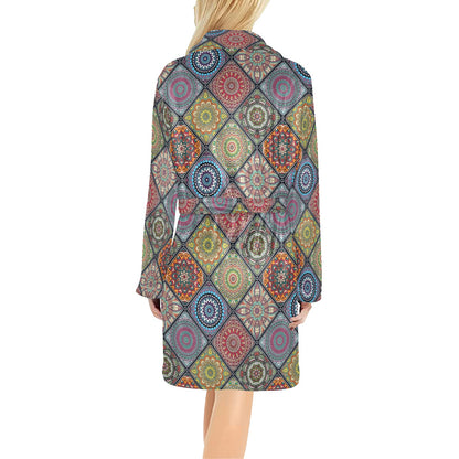 Bohemian Pattern Print Design 05 Women's Fleece Robe