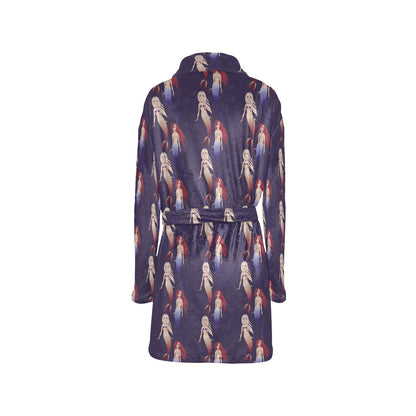 Mermaid Pattern Print Design 02 Women's Fleece Robe