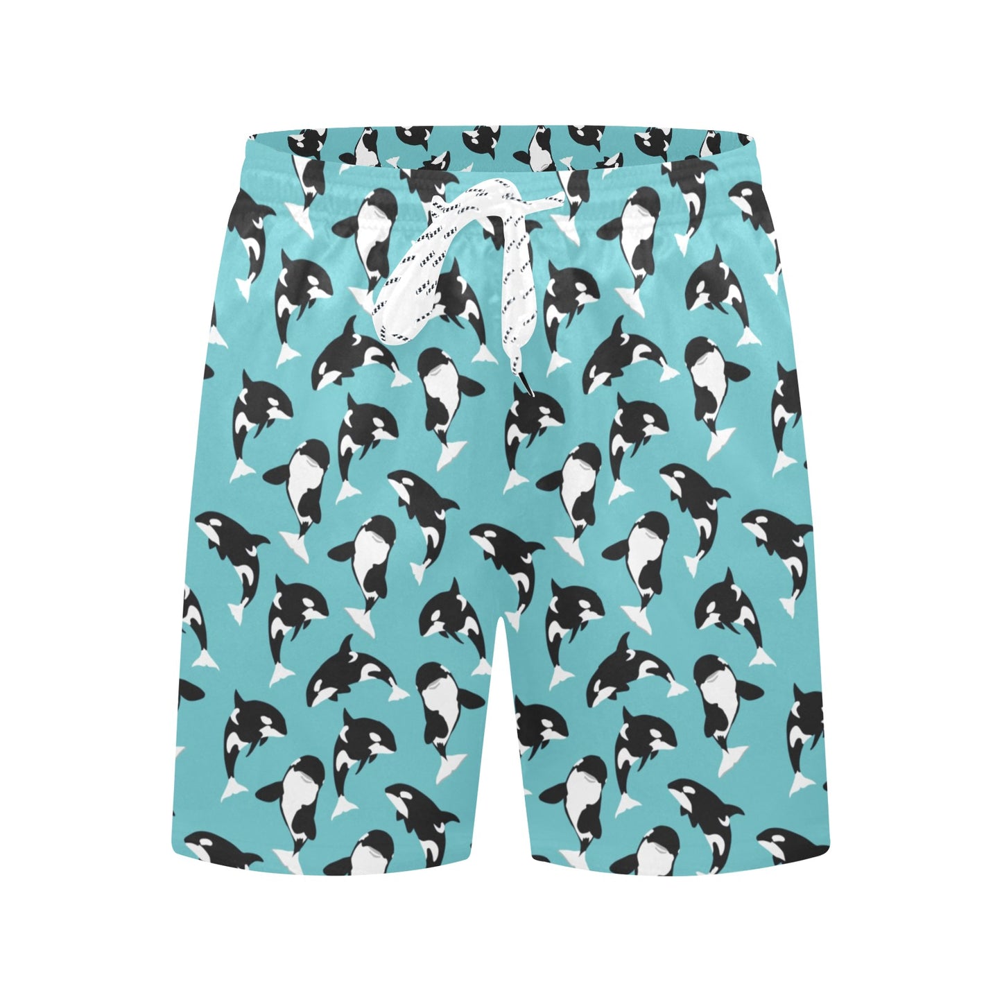 Whale Action Design Themed Print Men's Swim Trunks Beach Shorts