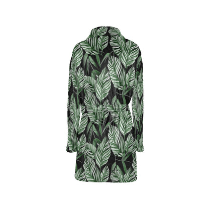 Palm Leaves Pattern Print Design PL09 Women's Fleece Robe