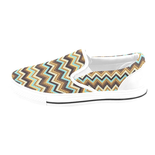Southwest Pattern Print Design LKS301 White Slip Ons Canvas Women's Shoes