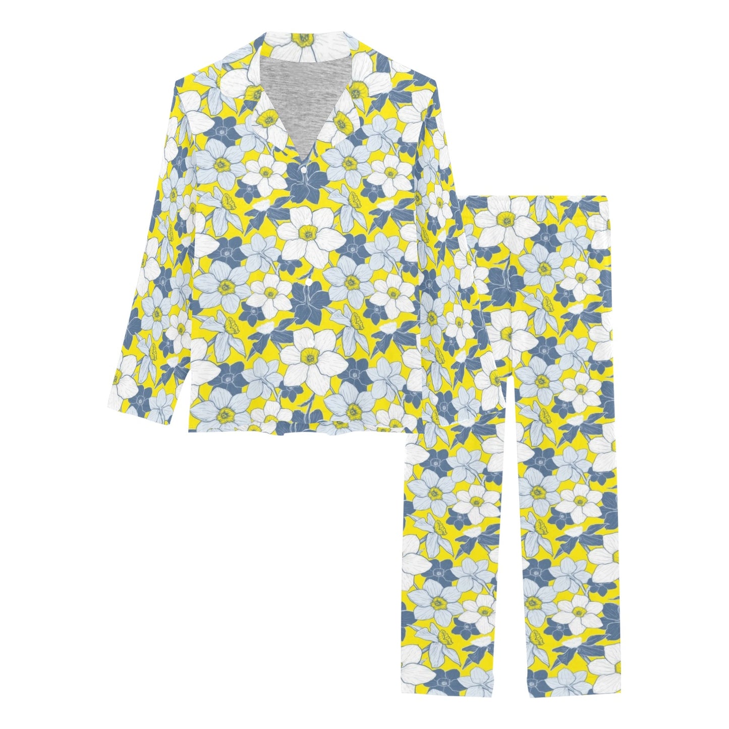 Daffodils Pattern Print Design 01 Women's Long Pajama Set