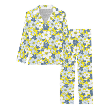 Daffodils Pattern Print Design 01 Women's Long Pajama Set