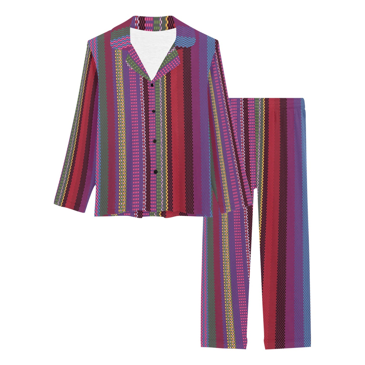 Serape Stripe Print Women's Long Pajama Set