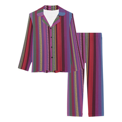 Serape Stripe Print Women's Long Pajama Set