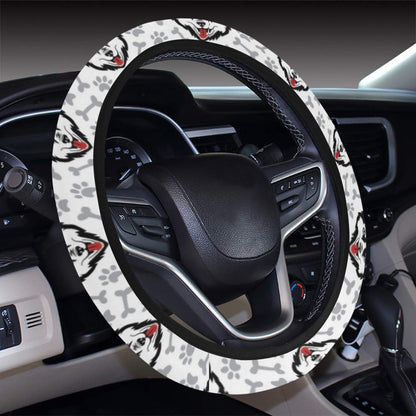 Siberian Huskies Print Design LKS305 Steering Wheel Cover with Elastic Edge