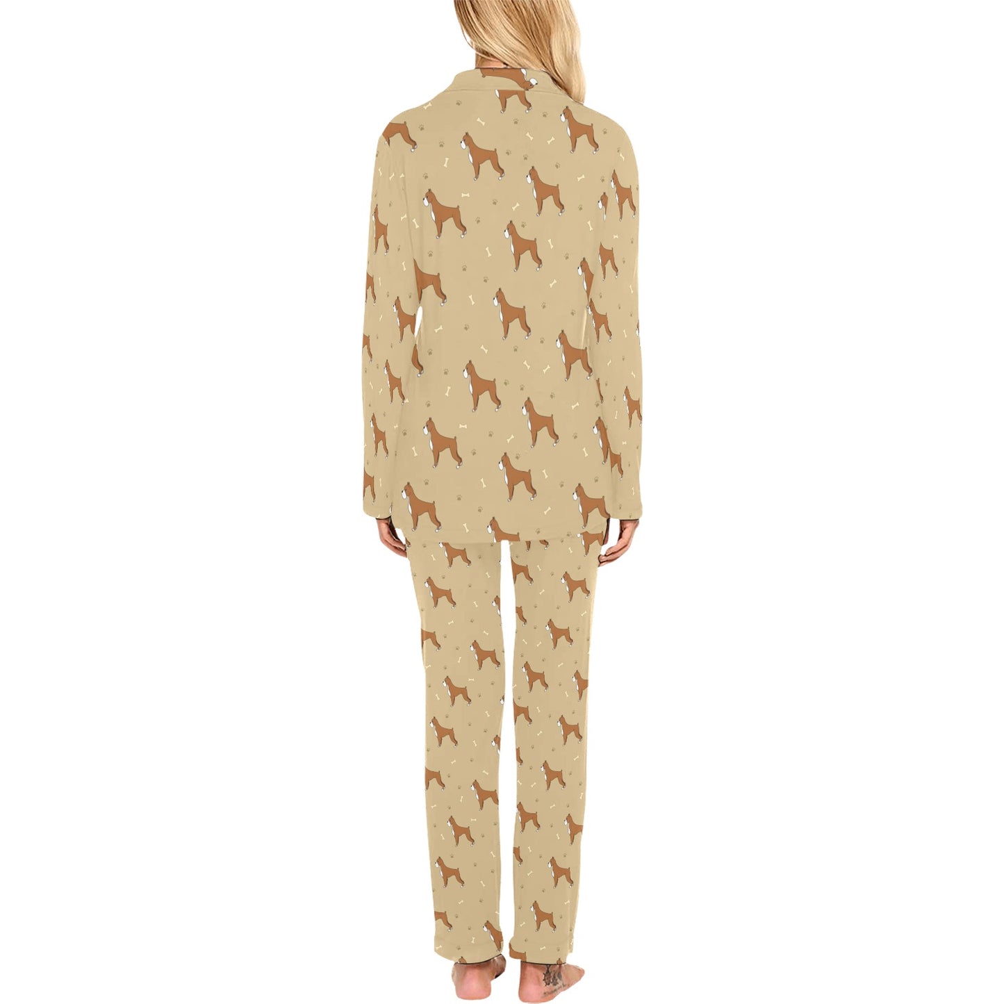 Boxers Pattern Print Design 02 Women's Long Pajama Set