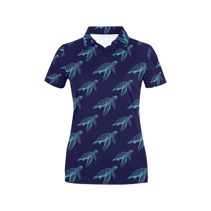 Sea Turtle Pattern Print Design T04 Women's Polo Shirt