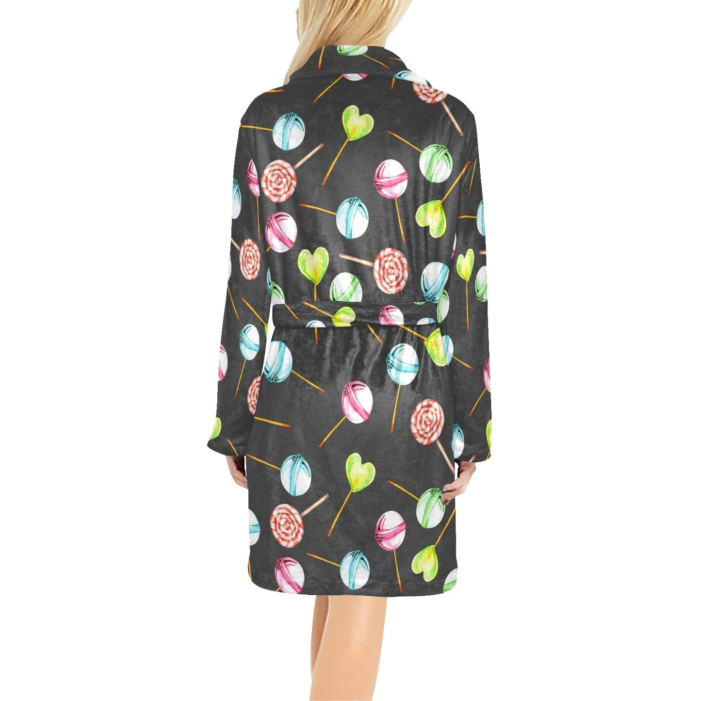 Lollipop Pattern Print Design LL02 Women's Fleece Robe