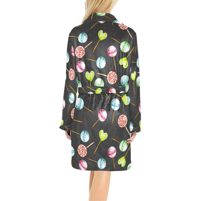Lollipop Pattern Print Design LL02 Women's Fleece Robe