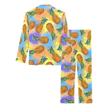 Pineapple Pattern Print Design PP09 Women's Long Pajama Set