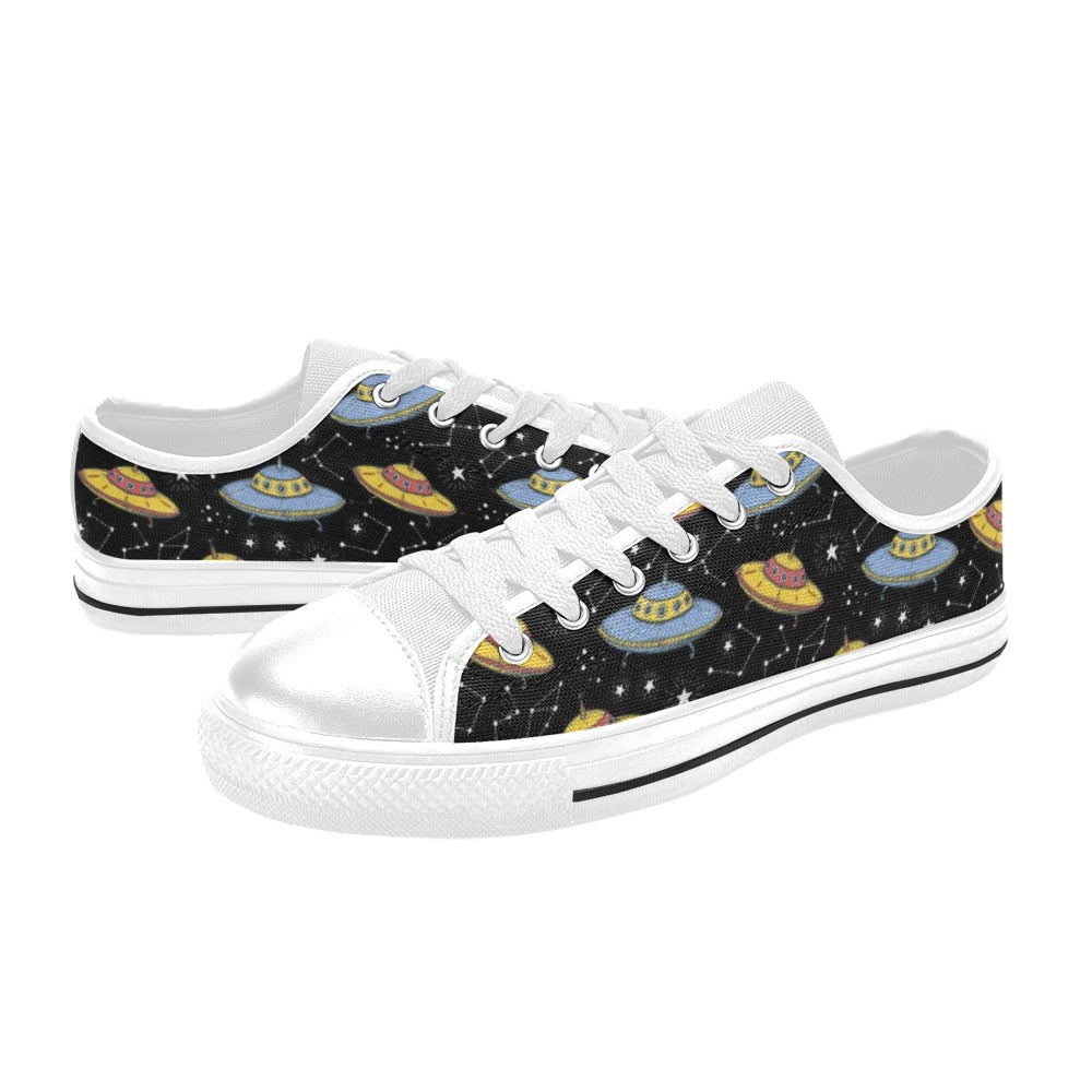 UFO Print Design LKS307 Women's White Low Top Shoes