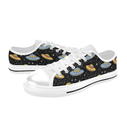 UFO Print Design LKS307 Women's White Low Top Shoes