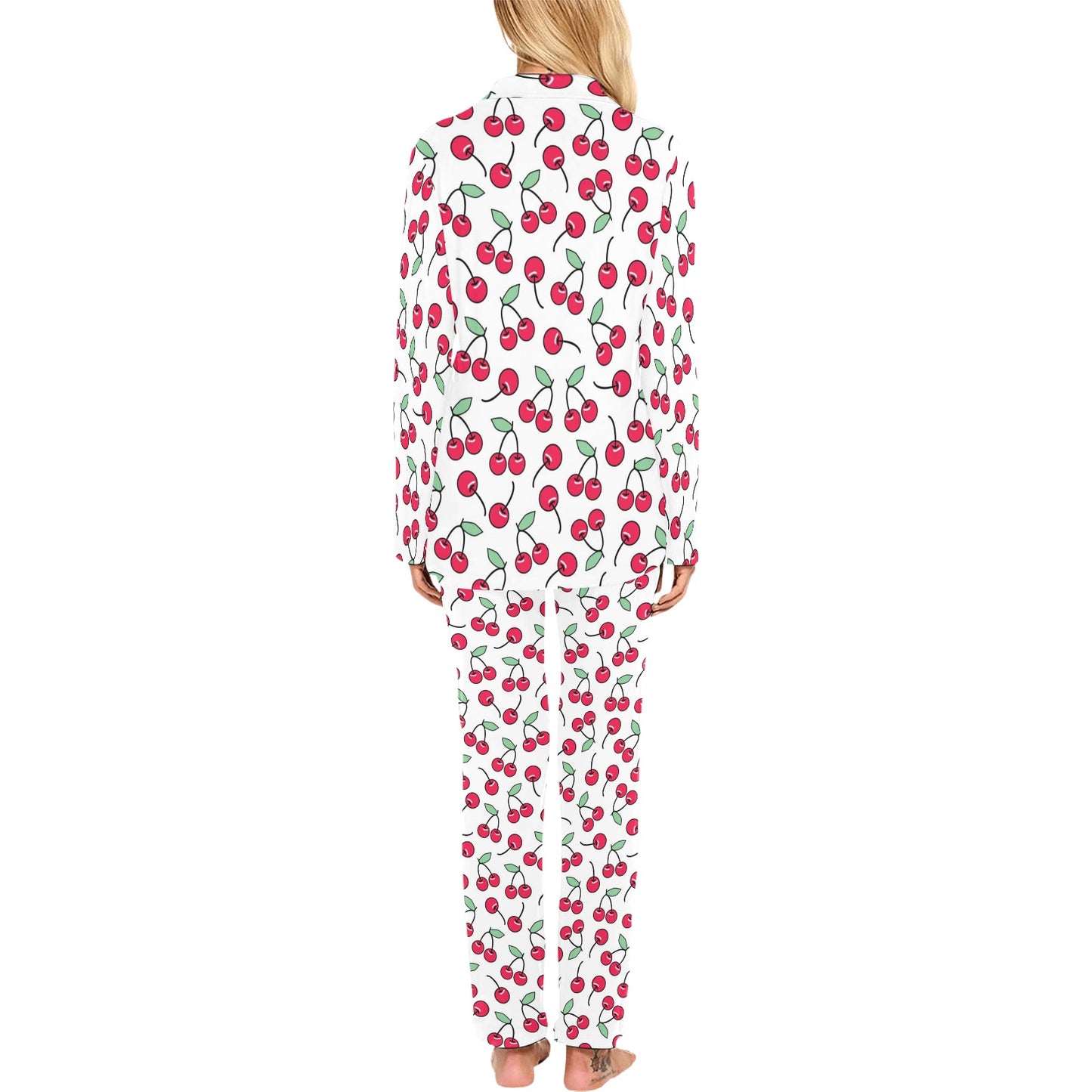 Cherry Pattern Print Design 03 Women's Long Pajama Set