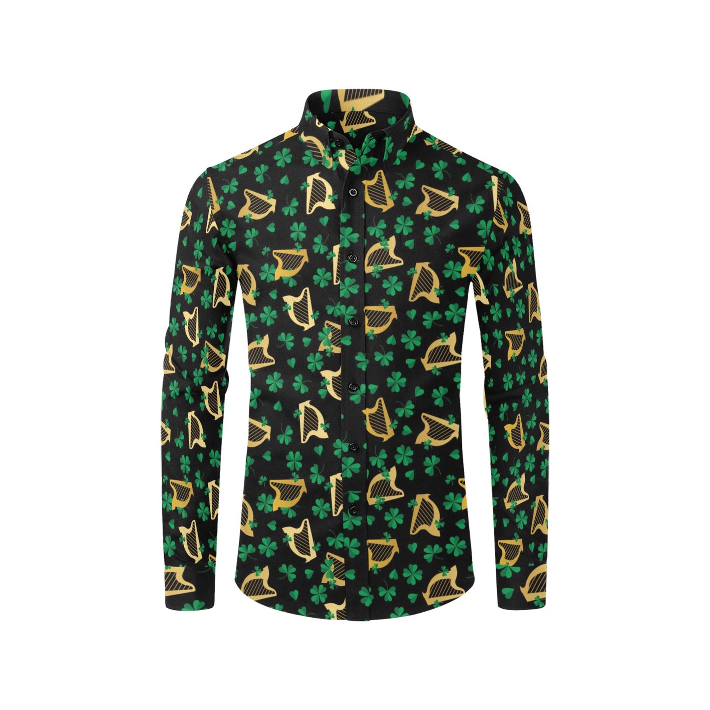 Harp Print Design LKS402 Men's Long Sleeve Dress Shirt