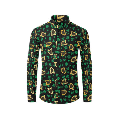 Harp Print Design LKS402 Men's Long Sleeve Dress Shirt