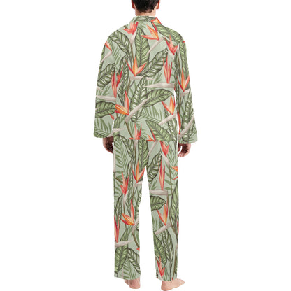 Bird Of Paradise Pattern Print Design BOP08 Men's Long Pajama Set