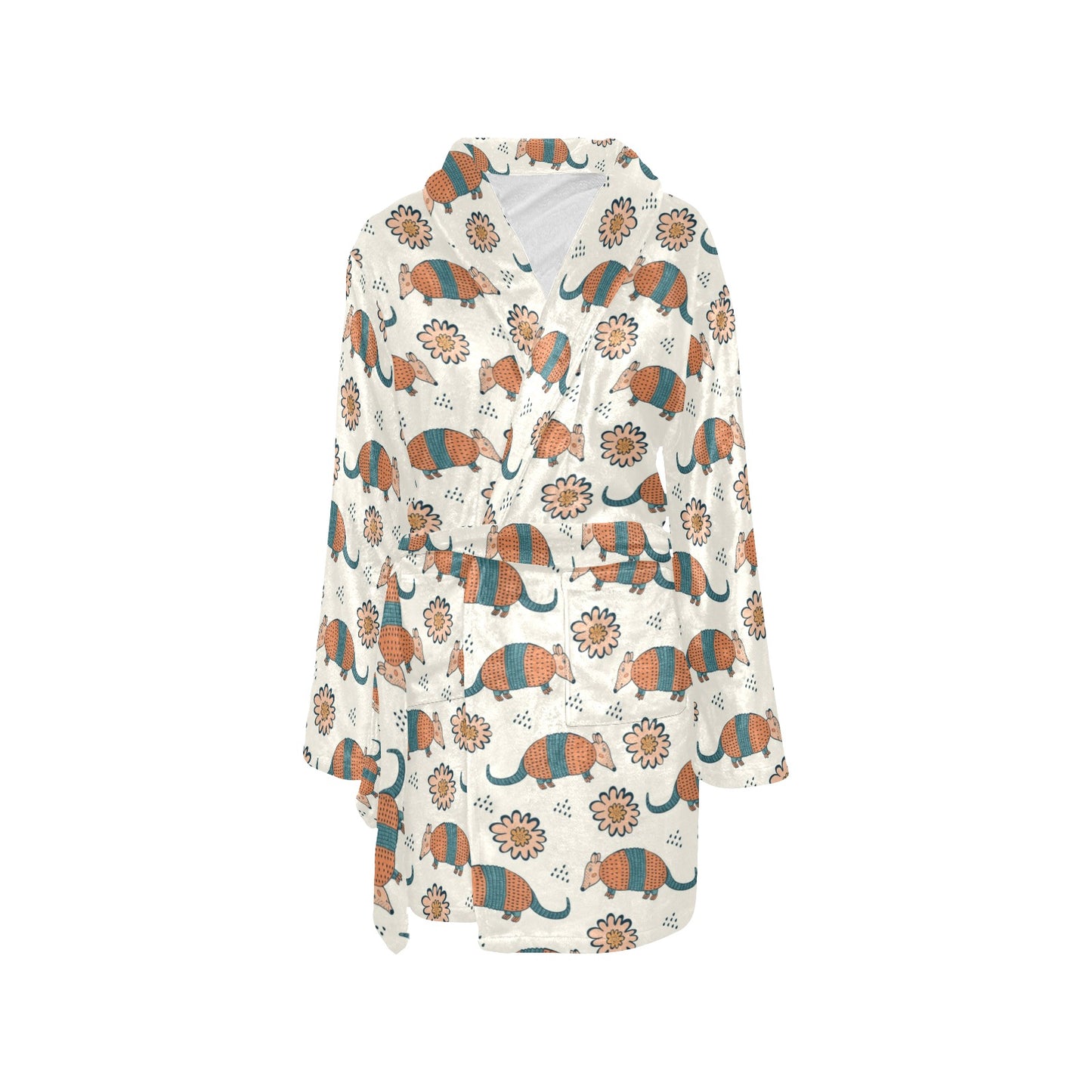 Armadillo Pattern Print Design 02 Women's Fleece Robe