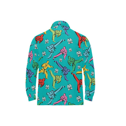 Judo Pattern Print Design 01 Long Sleeve Polo Shirt For Men's
