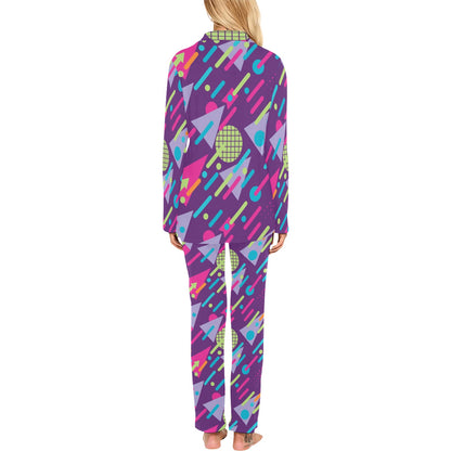90s Pattern Print Design 4 Women's Long Pajama Set