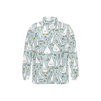 Goose Pattern Print Design 03 Long Sleeve Polo Shirt For Men's