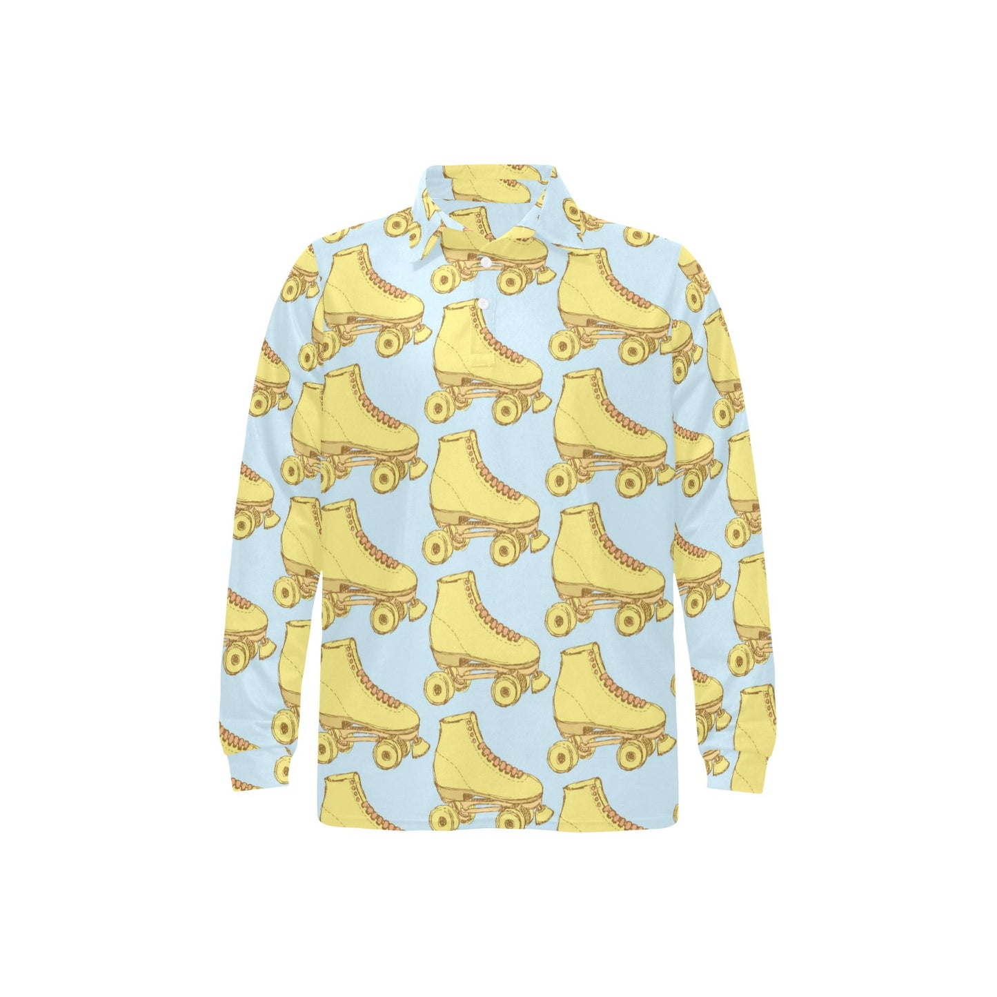 Roller skate Pattern Print Design A03 Long Sleeve Polo Shirt For Men's