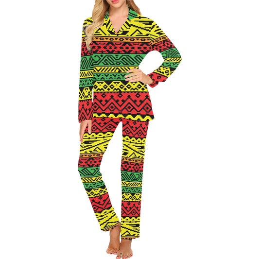 Rastafarian Pattern Print Design A02 Women's Long Pajama Set