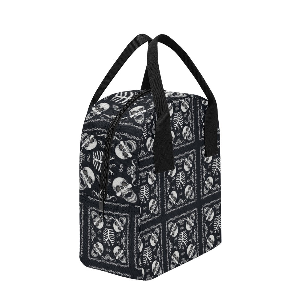 Bandana Skull Black White Print Design LKS306 Insulated Lunch Bag