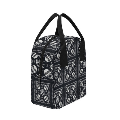 Bandana Skull Black White Print Design LKS306 Insulated Lunch Bag