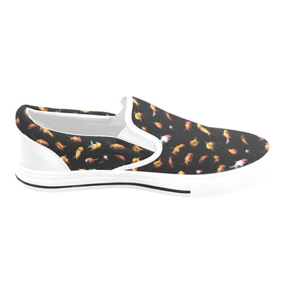 Goldfish Print Design LKS402 White Slip Ons Canvas Women's Shoes