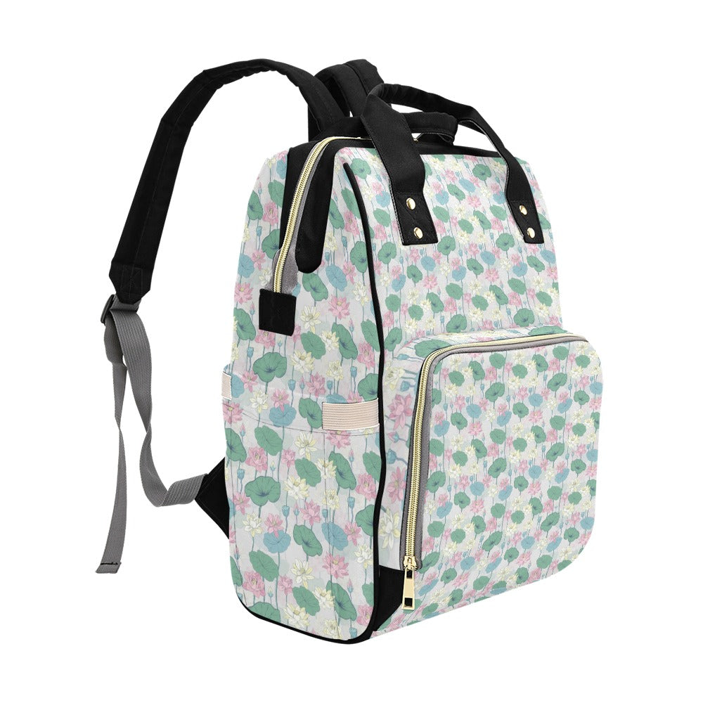 Water Lily Print Design LKS305 Diaper Bag Backpack