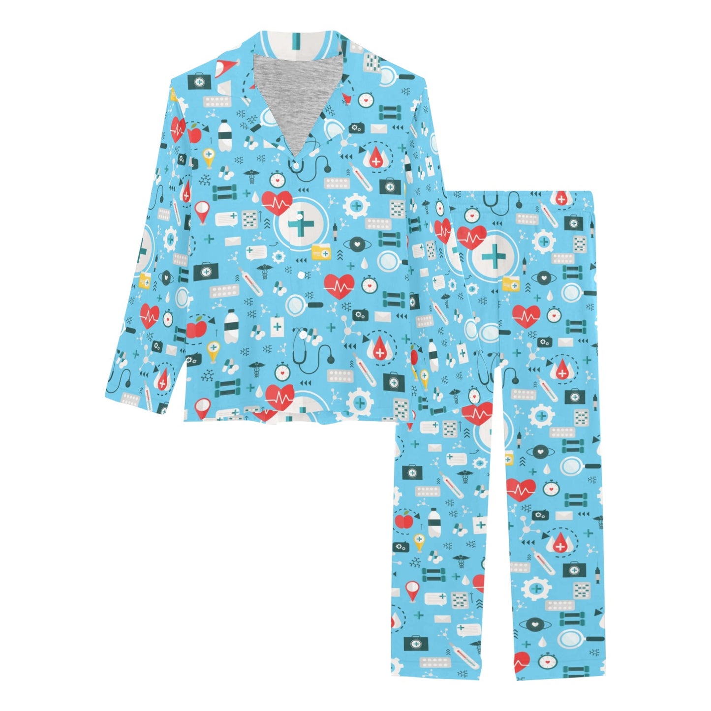 Medical Pattern Print Design 06 Women's Long Pajama Set