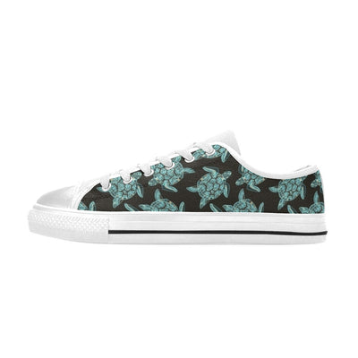 Sea Turtle Print Design LKS302 Women's White Low Top Shoes