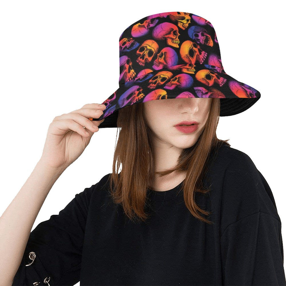 Skull Multicolor Print Design LKS3011 Unisex Bucket Hat